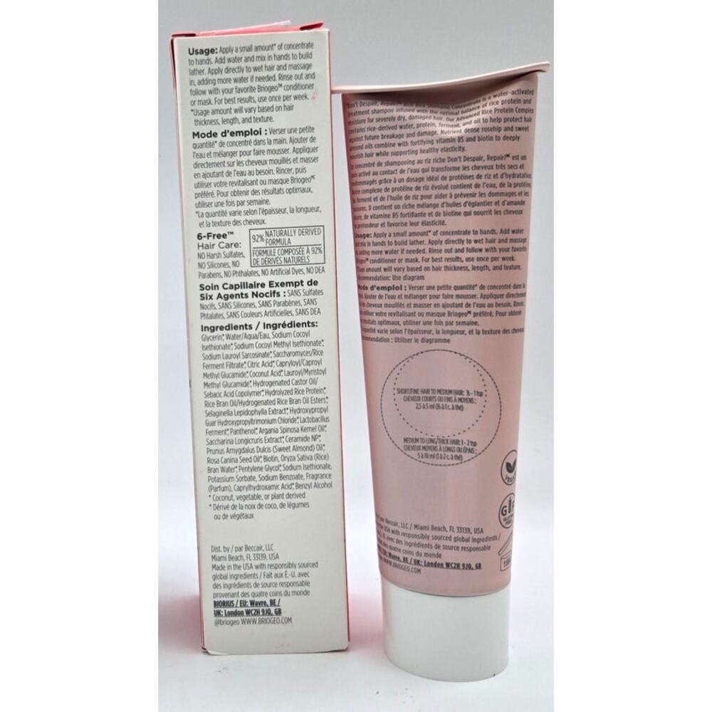 Briogeo Don't Despair, Repair!!! Rich Rice Concentrate Shampoo 3 fl oz. - Picture 3 of 5